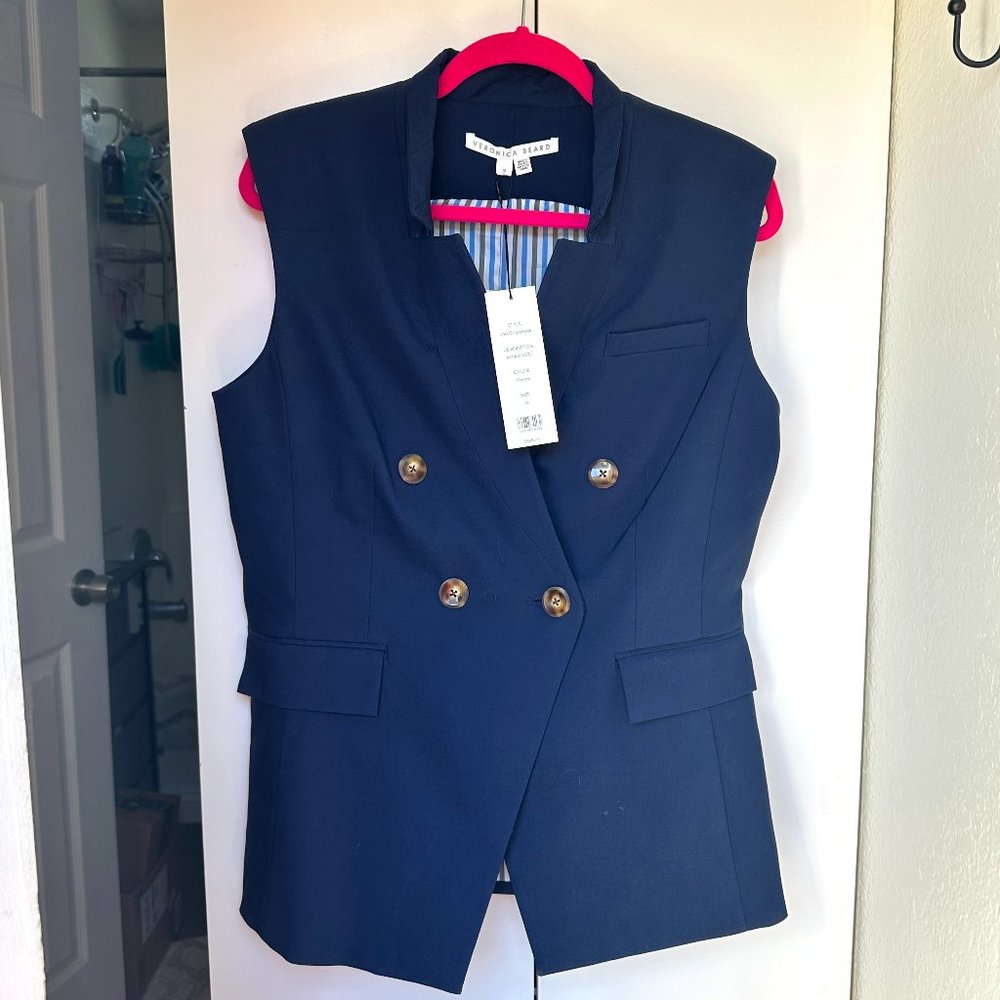 Veronica Beard Amika Vest, size: 12, color :Marine